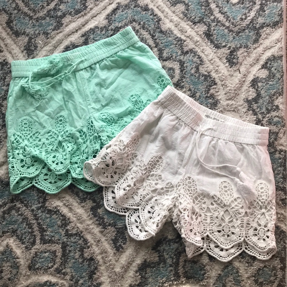 Girls size 8 cotton lace shorts (2 pair)